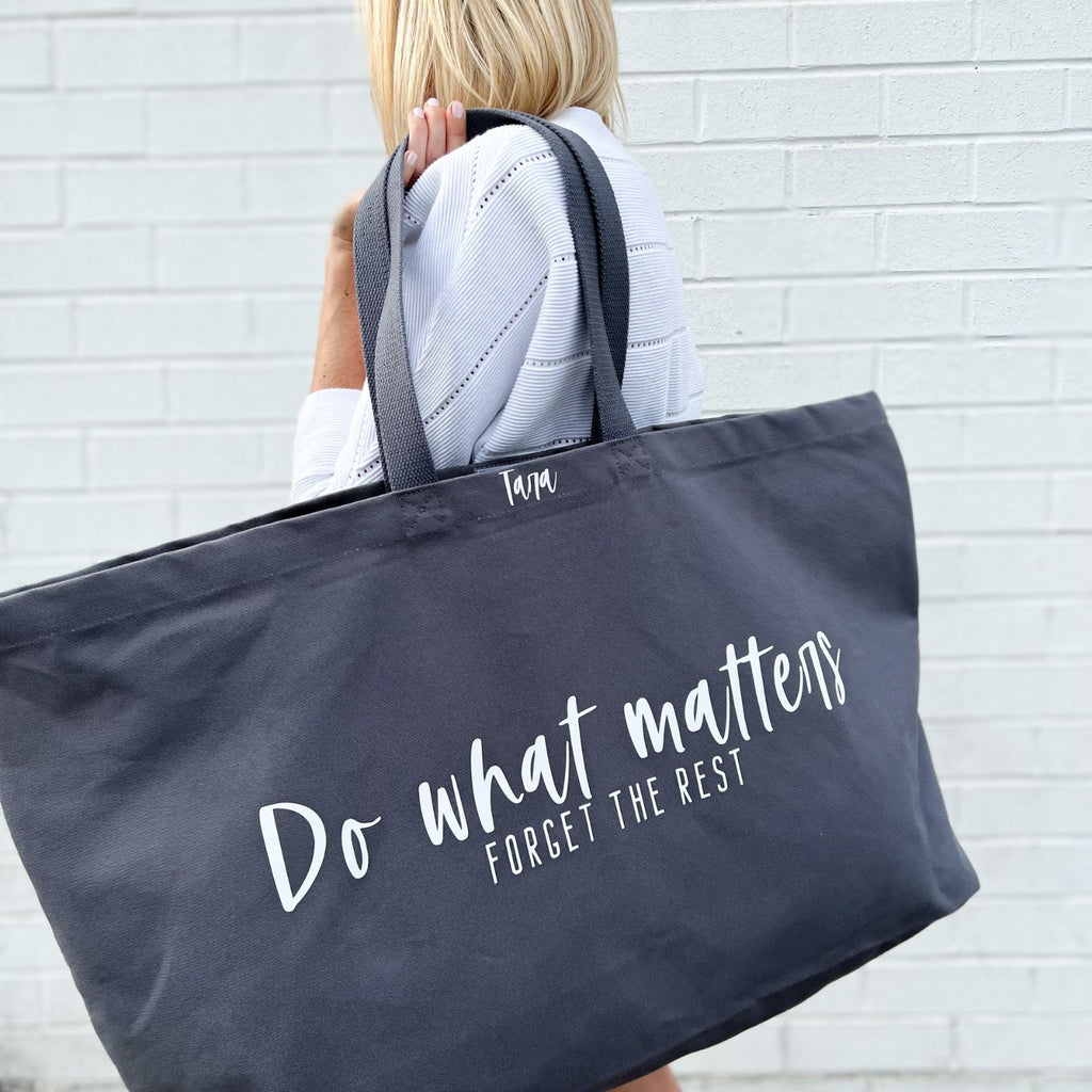 Mail Your Mark oversized tote bag comes in 3 different colors and all with an encouraging or uplifting slogan. Made and designed in the UK and shipping worldwide